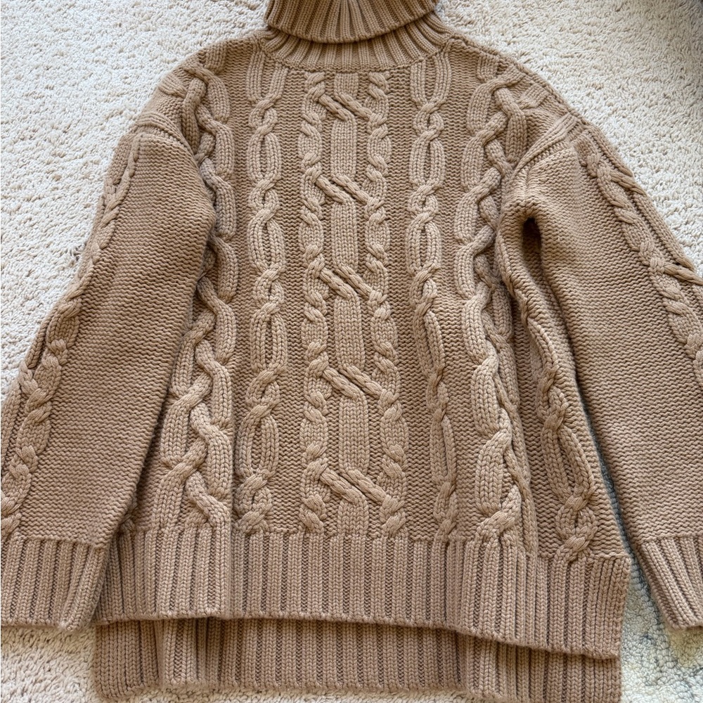 Tuckernuck Cable Turtleneck Sweater in Taupe